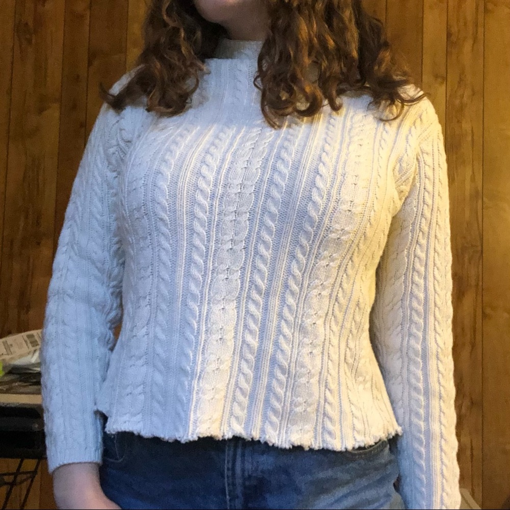 Wainscott Cableknit Cropped Cream Sweater